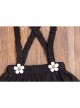 Campus Style Cotton Pleated Ruffled Doll Neckline Black Strap Pearl Decoration Children Lolita Kids Cute Dress Set