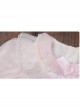 Cute Lotus Leaf Collar Pink Bow Decoration Double Pleated Hem Children Lolita Kids Puff Sleeve Dress