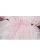 Cute Lotus Leaf Collar Pink Bow Decoration Double Pleated Hem Children Lolita Kids Puff Sleeve Dress