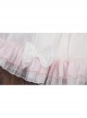 Cute Lotus Leaf Collar Pink Bow Decoration Double Pleated Hem Children Lolita Kids Puff Sleeve Dress