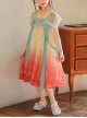 Chinese Style Flowy Vintage Silk Streamers Exquisite Embroidery Pearl Decoration Gradient Hem Kids Dress