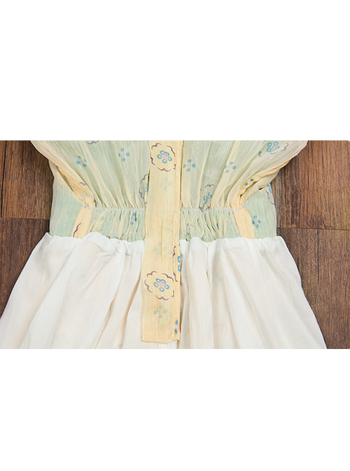 Chinese Style Flowy Vintage Silk Streamers Exquisite Embroidery Pearl Decoration Gradient Hem Kids Dress