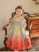 Chinese Style Flowy Vintage Silk Streamers Exquisite Embroidery Pearl Decoration Gradient Hem Kids Dress