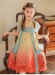 Chinese Style Flowy Vintage Silk Streamers Exquisite Embroidery Pearl Decoration Gradient Hem Kids Dress