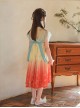 Chinese Style Flowy Vintage Silk Streamers Exquisite Embroidery Pearl Decoration Gradient Hem Kids Dress