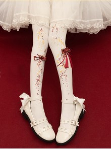 Custom Bow Red Print Decoration Exquisite Little Accessories Classic Lolita Long Pantyhose