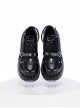 Punk Sweetheart Gothic Style Belt Heart Shape Buckle Design Metal Round Nail Decoration Solid Color Platform Shoes