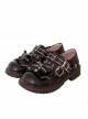 Navy Style Design Sweet Japanese Style Metal Star Shape Design Bow Knot Classic Lolita Small Leather Shoes