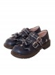 Navy Style Design Sweet Japanese Style Metal Star Shape Design Bow Knot Classic Lolita Small Leather Shoes