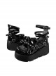 Luster Solid Color Round Head Multi-Layer Cross Strap Design Metal Rivet Decoration Gothic Style Shallow Mouth Platform Shoes