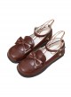 Cute Retro Round Head Exquisite Embroidery Openwork Cookie Pattern Decoration Straps Lolita Bow Knot Low Heels Shoes