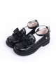 Cute Retro Round Head Exquisite Embroidery Openwork Cookie Pattern Decoration Straps Lolita Bow Knot Low Heels Shoes