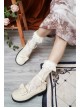 Cute Retro Round Head Exquisite Embroidery Openwork Cookie Pattern Decoration Straps Lolita Bow Knot Low Heels Shoes