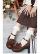 Cute Retro Round Head Exquisite Embroidery Openwork Cookie Pattern Decoration Straps Lolita Bow Knot Low Heels Shoes
