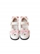 Plus Fluff Cute Bear Shape Bow Knot Button Decoration Lolita Girl Low Heel Lace-Up Shoes