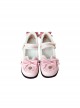 Plus Fluff Cute Bear Shape Bow Knot Button Decoration Lolita Girl Low Heel Lace-Up Shoes