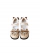 Plus Fluff Cute Bear Shape Bow Knot Button Decoration Lolita Girl Low Heel Lace-Up Shoes