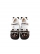 Plus Fluff Cute Bear Shape Bow Knot Button Decoration Lolita Girl Low Heel Lace-Up Shoes