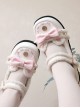 Plus Fluff Cute Bear Shape Bow Knot Button Decoration Lolita Girl Low Heel Lace-Up Shoes