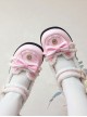 Plus Fluff Cute Bear Shape Bow Knot Button Decoration Lolita Girl Low Heel Lace-Up Shoes