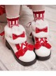 Autumn And Winter Cute Short Plush Round Head Color-Matching Bow Knot Decoration Delicate Cat Paw Embroidery Zip Short Martin Boots