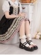 Square Head Sweet Double Row Color Block Bow Knot Pearl Buckle Decoration Shallow Mouth Lolita Chunky High Heels