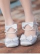 Solid Color Round Head Pleated Lace Trim Pearl Bow Knot Decoration Lolita High Heels