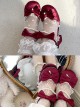 Solid Color Round Head Pleated Lace Trim Pearl Bow Knot Decoration Lolita High Heels