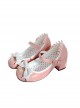 Mary Jane Round Head Bow Knot Pearl Decoration Sweet Mesh Pleated Lace Lolita High Heels