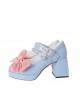 Simple Retro Square Head Chunky Heel Double Row Metal Ring Buckle Decoration Lolita High Heels