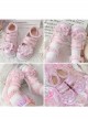 Big Round Head Solid Color Mesh Heart Shape Pleated Lace Sweet Bandage Lolita Platform Shoes