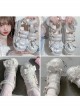 Big Round Head Solid Color Mesh Heart Shape Pleated Lace Sweet Bandage Lolita Platform Shoes