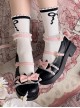 Round Toe Pleated Lace Colorblock Bow Knot Decoration Metal Bell Pentagram Buckle Lolita Flat Shoes