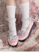 Round Toe Pleated Lace Colorblock Bow Knot Decoration Metal Bell Pentagram Buckle Lolita Flat Shoes