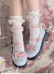 Round Toe Pleated Lace Colorblock Bow Knot Decoration Metal Bell Pentagram Buckle Lolita Flat Shoes