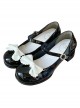 Small Round Head Solid Color Sweet And Cute Bowknot Classic Lolita Flat Shoes