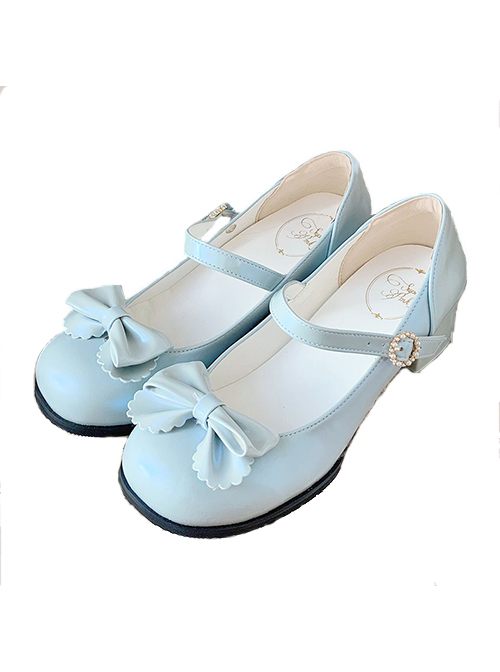 Small Round Head Solid Color Sweet And Cute Bowknot Classic Lolita Flat Shoes