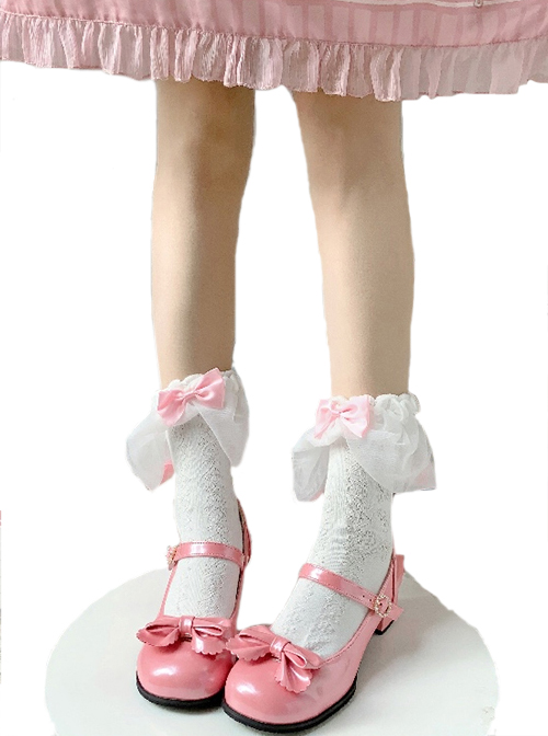 Small Round Head Solid Color Sweet And Cute Bowknot Classic Lolita Flat Shoes