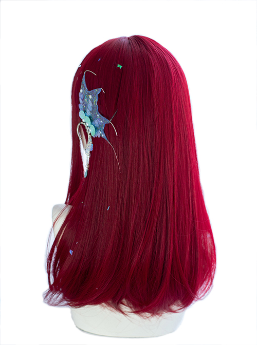 Air Bangs Red Long Straight Hair Sexy European And American Style Lolita Wigs