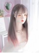 Air Bangs Grey Pink Gradientcute Long Straight Hair Cute Lolita Wigs