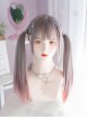 Air Bangs Grey Pink Gradientcute Long Straight Hair Cute Lolita Wigs