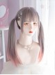 Air Bangs Grey Pink Gradientcute Long Straight Hair Cute Lolita Wigs