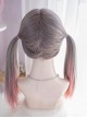 Air Bangs Grey Pink Gradientcute Long Straight Hair Cute Lolita Wigs