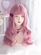 Coral Peach Pink Air Bangs Cute Long Curly Hair Lolita Wigs