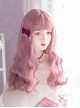 Coral Peach Pink Air Bangs Cute Long Curly Hair Lolita Wigs