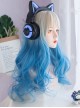 Beige Gradient Blue Air Bangs Fashion Long Curly Hair Lolita Breathable Mesh Wigs