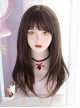 Daily Cute Cold Brown Oblique Bangs Long Micro Volume Straight Hair Lolita Wigs