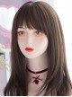 Daily Cute Cold Brown Oblique Bangs Long Micro Volume Straight Hair Lolita Wigs