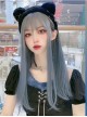 Grey Blue Gradient Dark Punk Style Long Straight Hair Classic Lolita Wigs