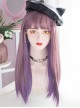 Personalized Two-Color Hanging Ear Dye Purple Air Bangs Fashion Long Straight Hair Lolita Wigs